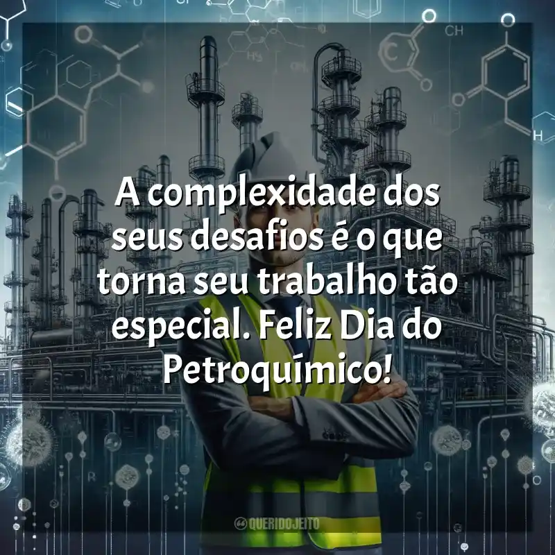 Frases Dia do Petroquímico: A complexidade dos seus desafios é o que torna seu trabalho tão especial. Feliz Dia do Petroquímico!