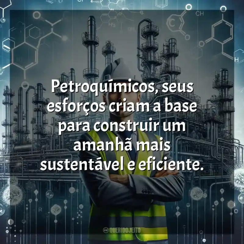 Frases do Dia do Petroquímico: Petroquímicos, seus esforços criam a base para construir um amanhã mais sustentável e eficiente.