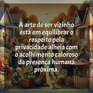 A arte de ser vizinho está em equilibrar o respeito pela privacidade alheia com o acolhimento caloroso da presença humana próxima.