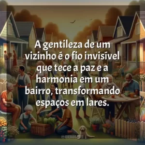 A gentileza de um vizinho é o fio invisível que tece a paz e a harmonia em um bairro, transformando espaços em lares.