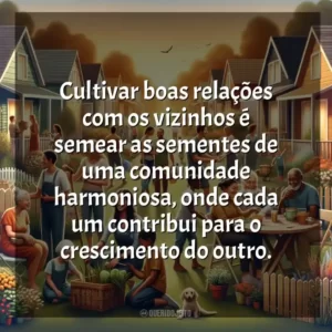 Cultivar boas relações com os vizinhos é semear as sementes de uma comunidade harmoniosa, onde cada um contribui para o crescimento do outro.