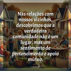Nas relações com nossos vizinhos, descobrimos que a verdadeira comunidade não é um lugar, mas um sentimento de pertencimento e apoio mútuo.