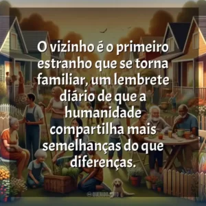 O vizinho é o primeiro estranho que se torna familiar, um lembrete diário de que a humanidade compartilha mais semelhanças do que diferenças.