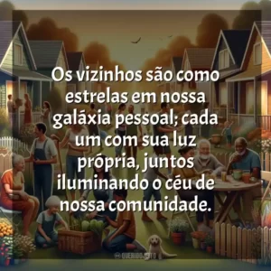 Os vizinhos são como estrelas em nossa galáxia pessoal; cada um com sua luz própria, juntos iluminando o céu de nossa comunidade.