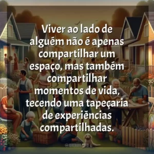 Viver ao lado de alguém não é apenas compartilhar um espaço, mas também compartilhar momentos de vida, tecendo uma tapeçaria de experiências compartilhadas.