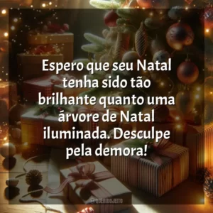 Espero que seu Natal tenha sido tão brilhante quanto uma árvore de Natal iluminada. Desculpe pela demora!
