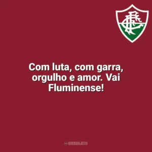 Com luta, com garra, orgulho e amor. Vai Fluminense! Fluminense