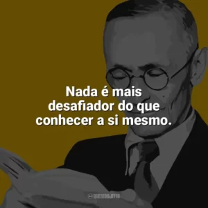 Nada é mais desafiador do que conhecer a si mesmo. Hermann Hesse