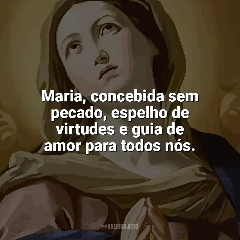 Mensagens Imaculada Conceição frases: Maria, concebida sem pecado, espelho de virtudes e guia de amor para todos nós.