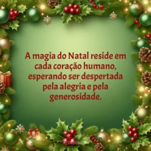 A magia do Natal reside em cada coração humano, esperando ser despertada pela alegria e pela generosidade.