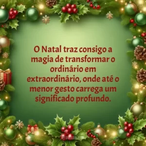 O Natal traz consigo a magia de transformar o ordinário em extraordinário, onde até o menor gesto carrega um significado profundo.