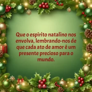 Que o espírito natalino nos envolva, lembrando-nos de que cada ato de amor é um presente precioso para o mundo.