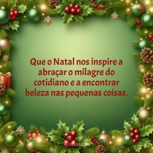 Que o Natal nos inspire a abraçar o milagre do cotidiano e a encontrar beleza nas pequenas coisas.