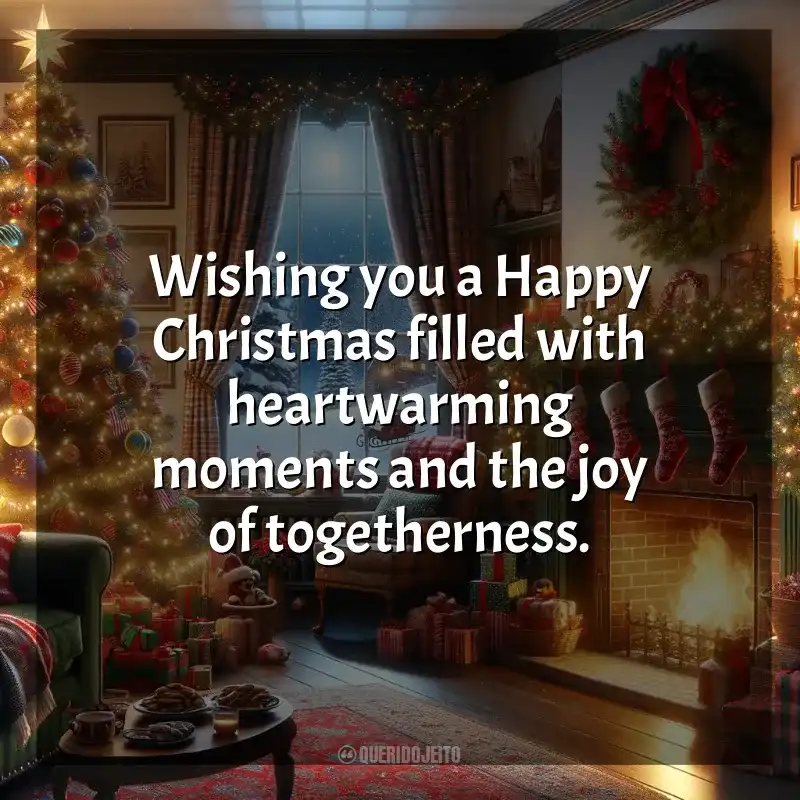 Frases Natal em Inglês: Wishing you a Happy Christmas filled with heartwarming moments and the joy of togetherness.