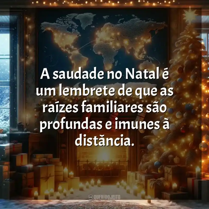 Natal para Família que Está Longe frases: A saudade no Natal é um lembrete de que as raízes familiares são profundas e imunes à distância.