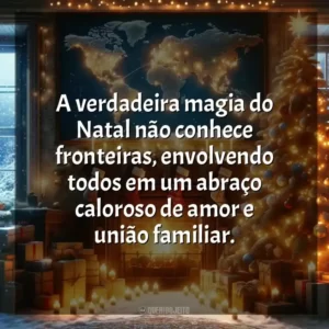 A verdadeira magia do Natal não conhece fronteiras, envolvendo todos em um abraço caloroso de amor e união familiar.