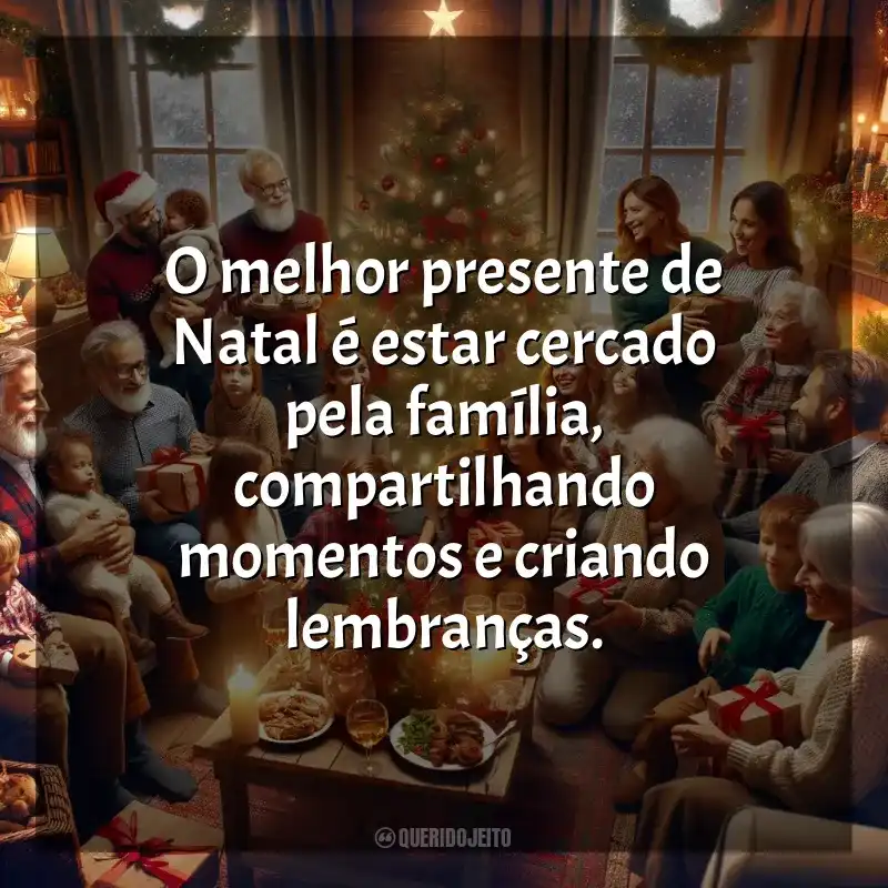 Frases de Feliz Natal para Família: O melhor presente de Natal é estar cercado pela família, compartilhando momentos e criando lembranças.