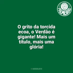 O grito da torcida ecoa, o Verdão é gigante! Mais um título, mais uma glória! Palmeiras