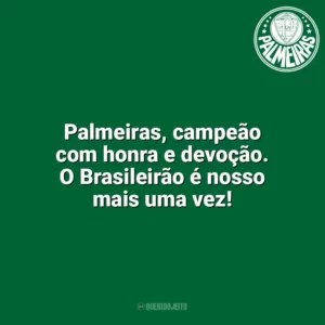 Palmeiras, campeão com honra e devoção. O Brasileirão é nosso mais uma vez! Palmeiras
