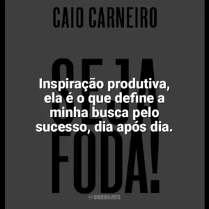 Inspiração produtiva, ela é o que define a minha busca pelo sucesso, dia após dia. Seja Foda! (Livro)