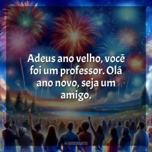 Adeus ano velho, você foi um professor. Olá ano novo, seja um amigo.