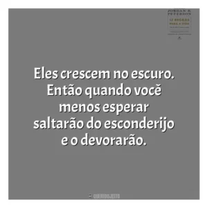 Eles crescem no escuro. Então quando você menos esperar saltarão do esconderijo e o devorarão​​. 12 Regras para a Vida (Livro)