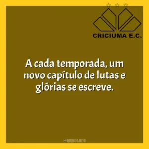 A cada temporada, um novo capítulo de lutas e glórias se escreve. Criciúma Esporte Clube