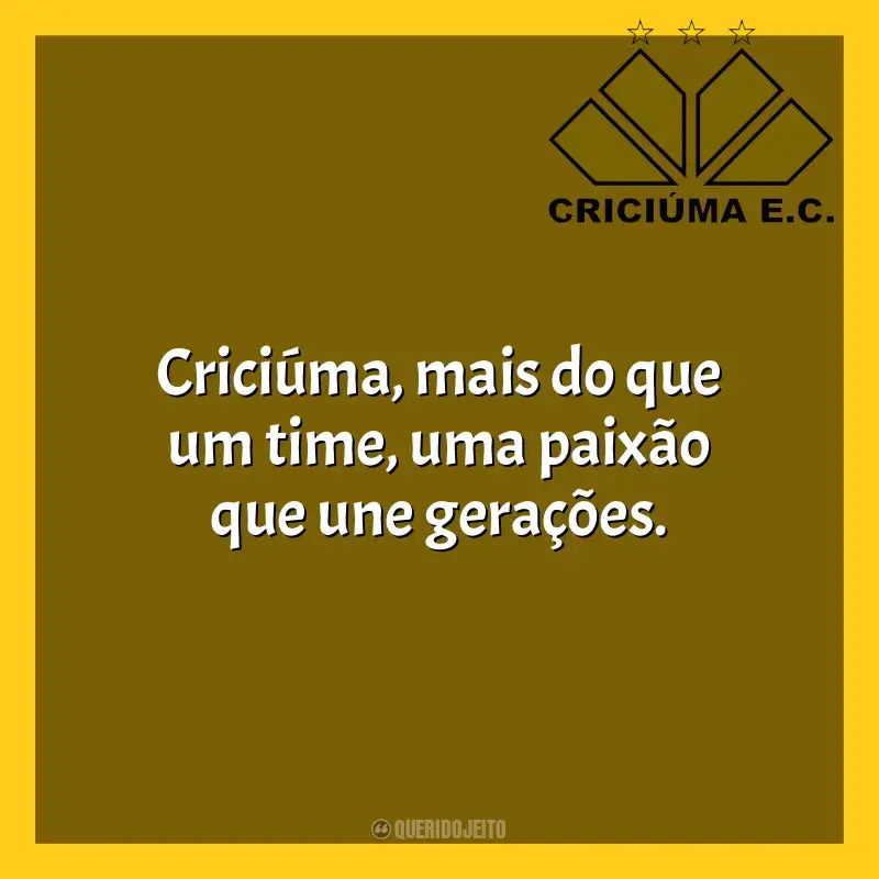 Frases da torcida do Criciúma Esporte Clube: Criciúma, mais do que um time, uma paixão que une gerações.