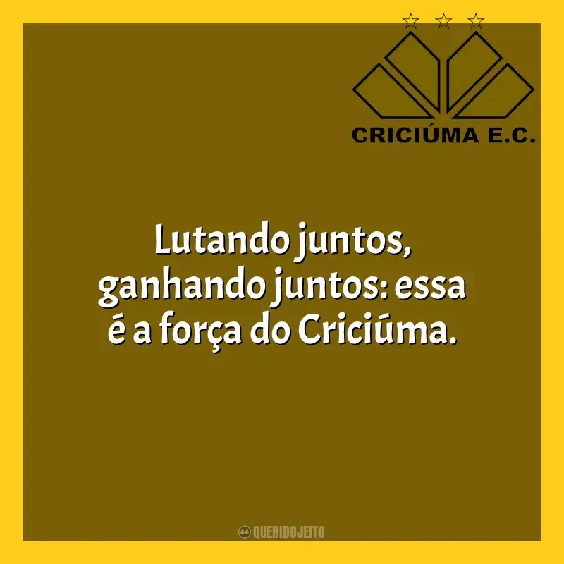 Frases Criciúma Esporte Clube: Lutando juntos, ganhando juntos: essa é a força do Criciúma.