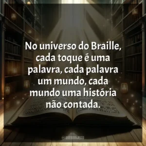 No universo do Braille, cada toque é uma palavra, cada palavra um mundo, cada mundo uma história não contada.