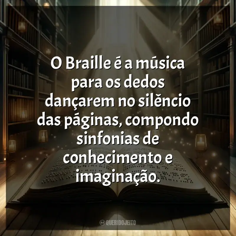 Frases Dia Mundial do Braile homenagem: O Braille é a música para os dedos dançarem no silêncio das páginas, compondo sinfonias de conhecimento e imaginação.