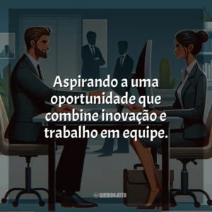 Aspirando a uma oportunidade que combine inovação e trabalho em equipe.