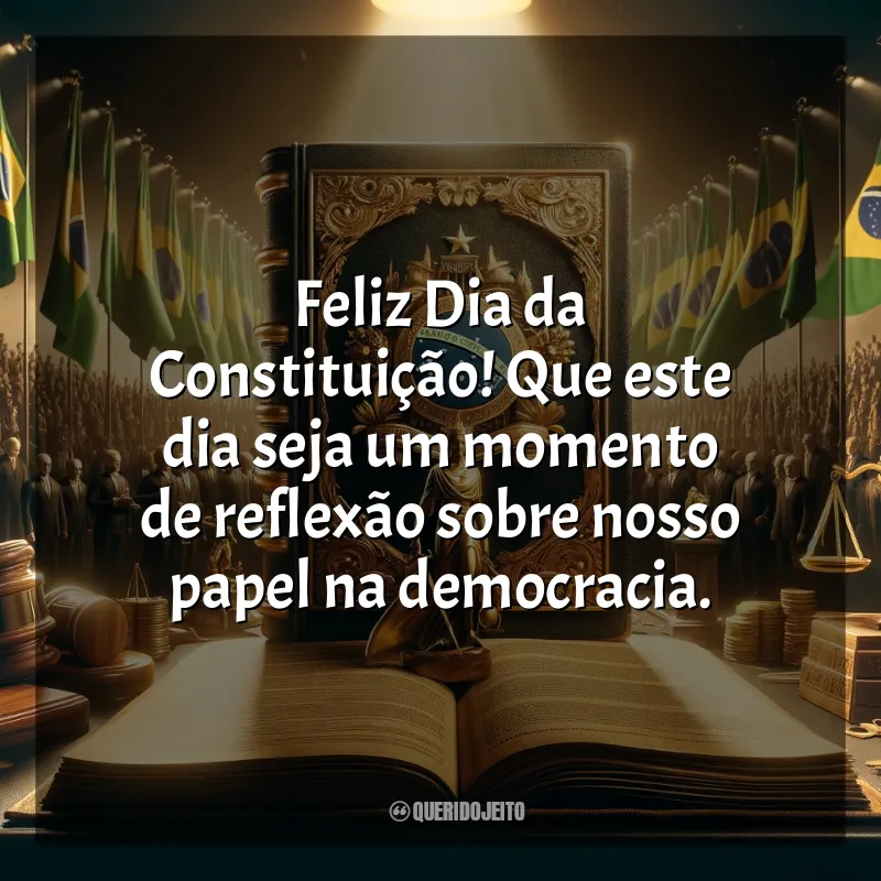 Dia da Constituição Frases: Feliz Dia da Constituição! Que este dia seja um momento de reflexão sobre nosso papel na democracia.
