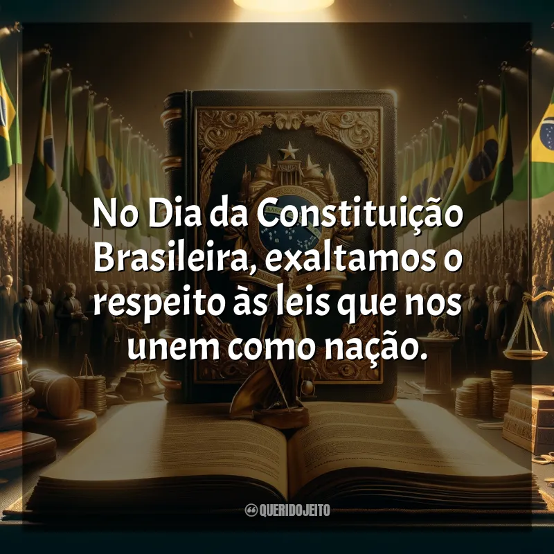 Frases para o Dia da Constituição: No Dia da Constituição Brasileira, exaltamos o respeito às leis que nos unem como nação.