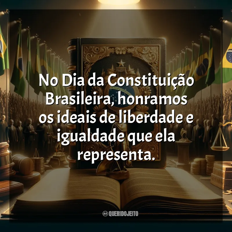 Frases Dia da Constituição: No Dia da Constituição Brasileira, honramos os ideais de liberdade e igualdade que ela representa.