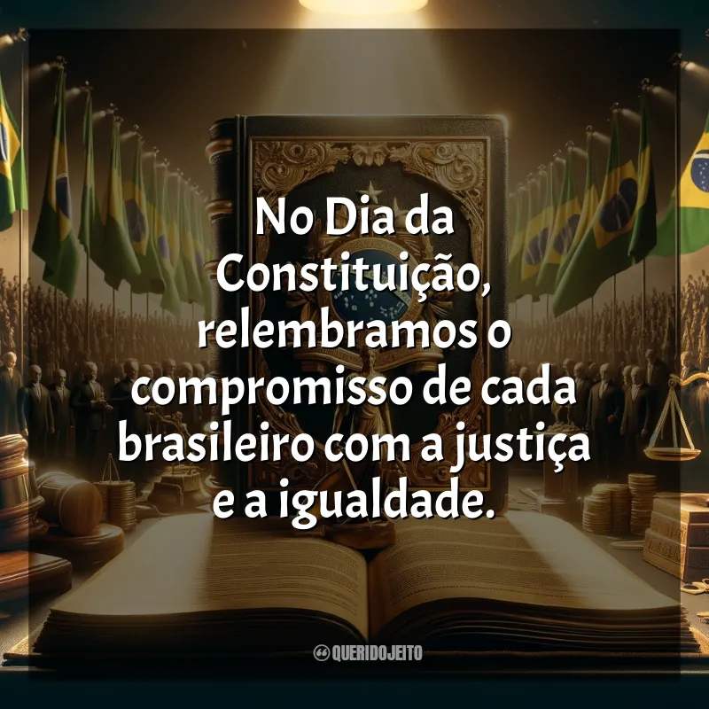 Frases para o Dia da Constituição: No Dia da Constituição, relembramos o compromisso de cada brasileiro com a justiça e a igualdade.