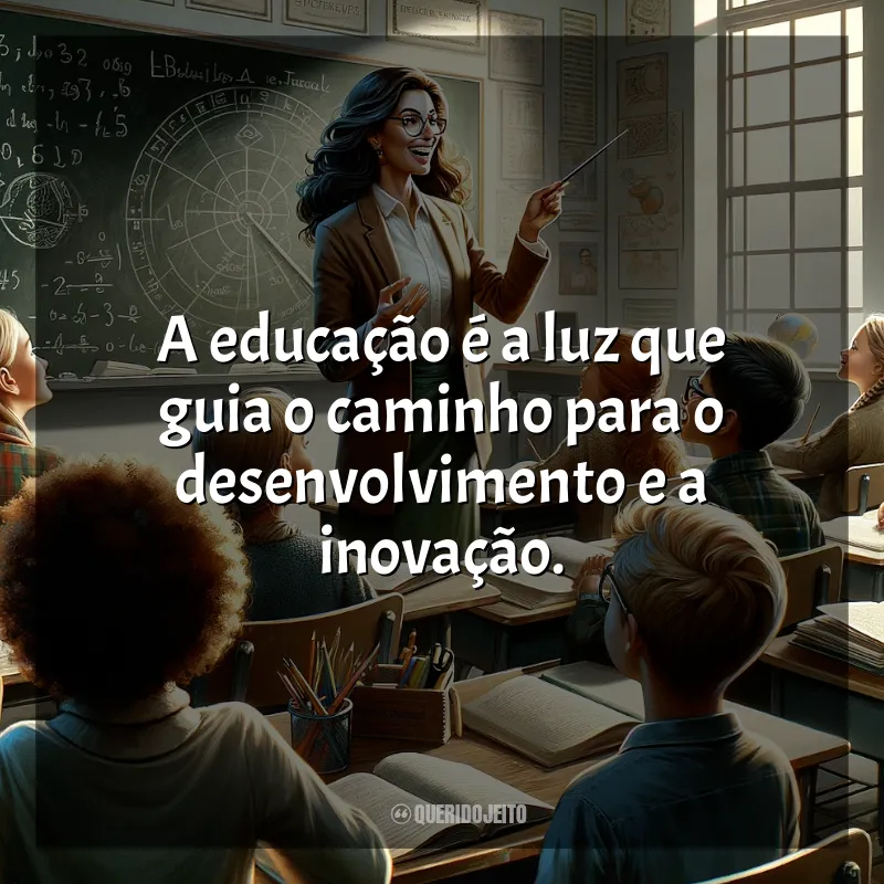 Frases para o Dia da Educação: A educação é a luz que guia o caminho para o desenvolvimento e a inovação.