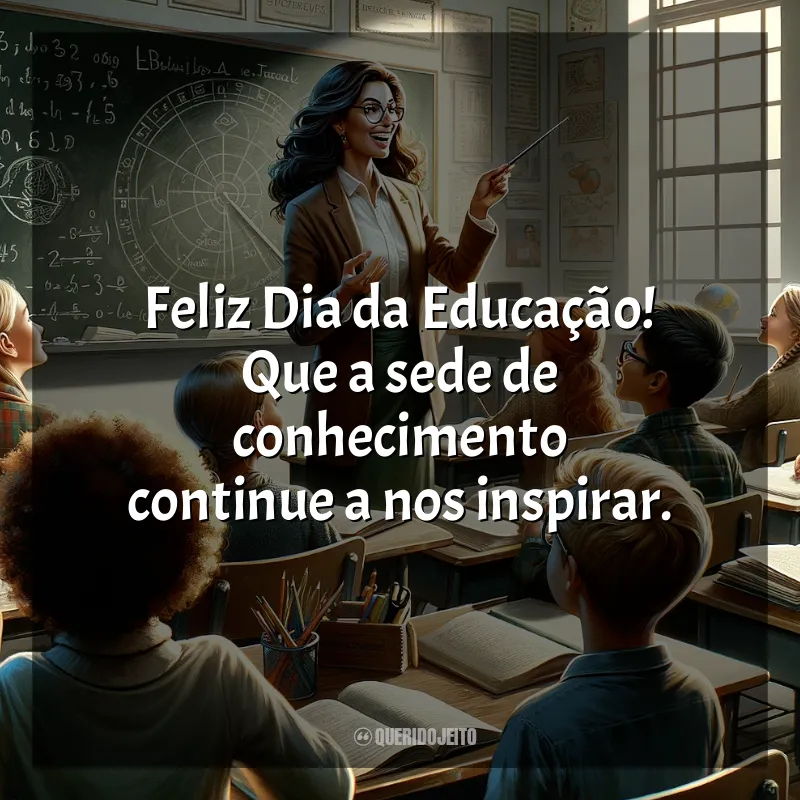 Mensagem Dia da Educação: Feliz Dia da Educação! Que a sede de conhecimento continue a nos inspirar.