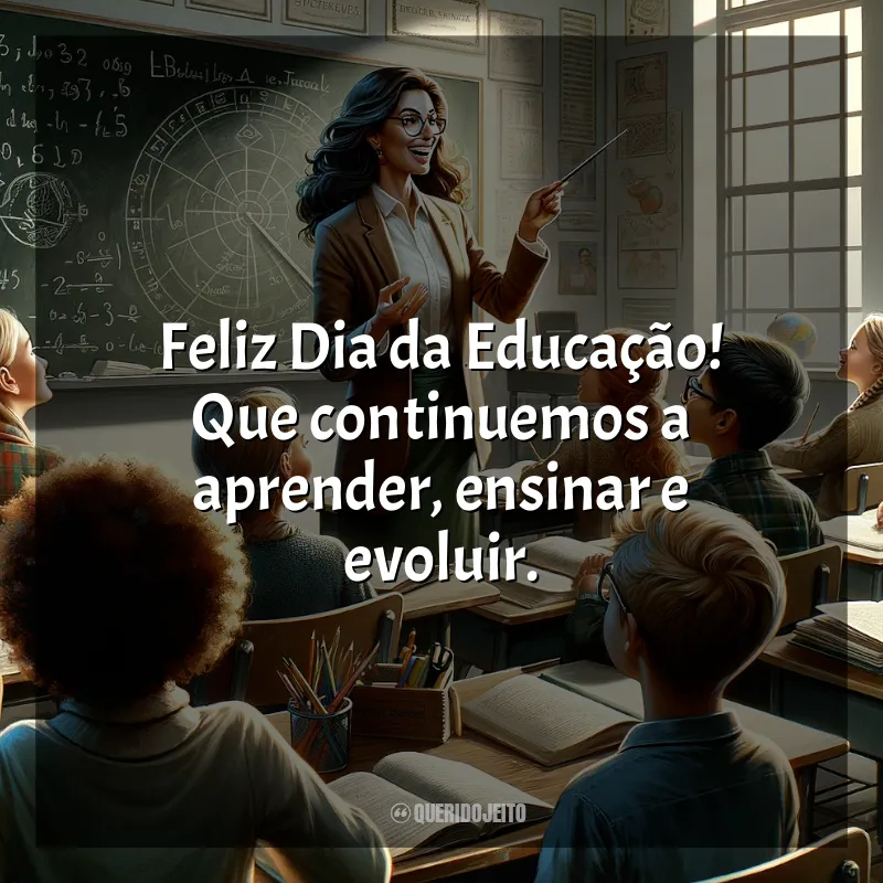 Frases para o Dia da Educação: Feliz Dia da Educação! Que continuemos a aprender, ensinar e evoluir.