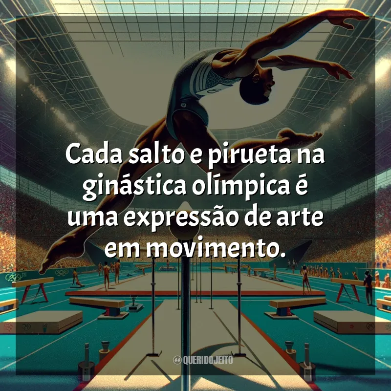 Frases Dia da Ginástica Olímpica: Cada salto e pirueta na ginástica olímpica é uma expressão de arte em movimento.