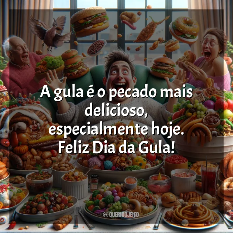 Frases para o Dia da Gula: A gula é o pecado mais delicioso, especialmente hoje. Feliz Dia da Gula!