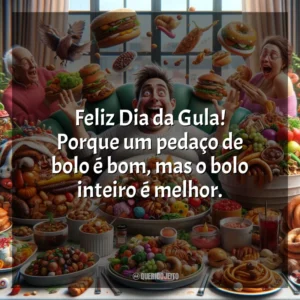 Feliz Dia da Gula! Porque um pedaço de bolo é bom, mas o bolo inteiro é melhor.