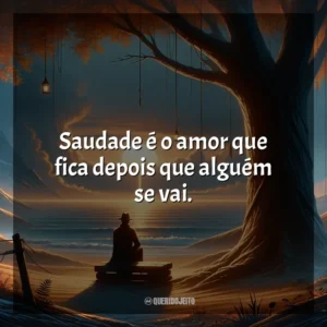 Saudade é o amor que fica depois que alguém se vai.
