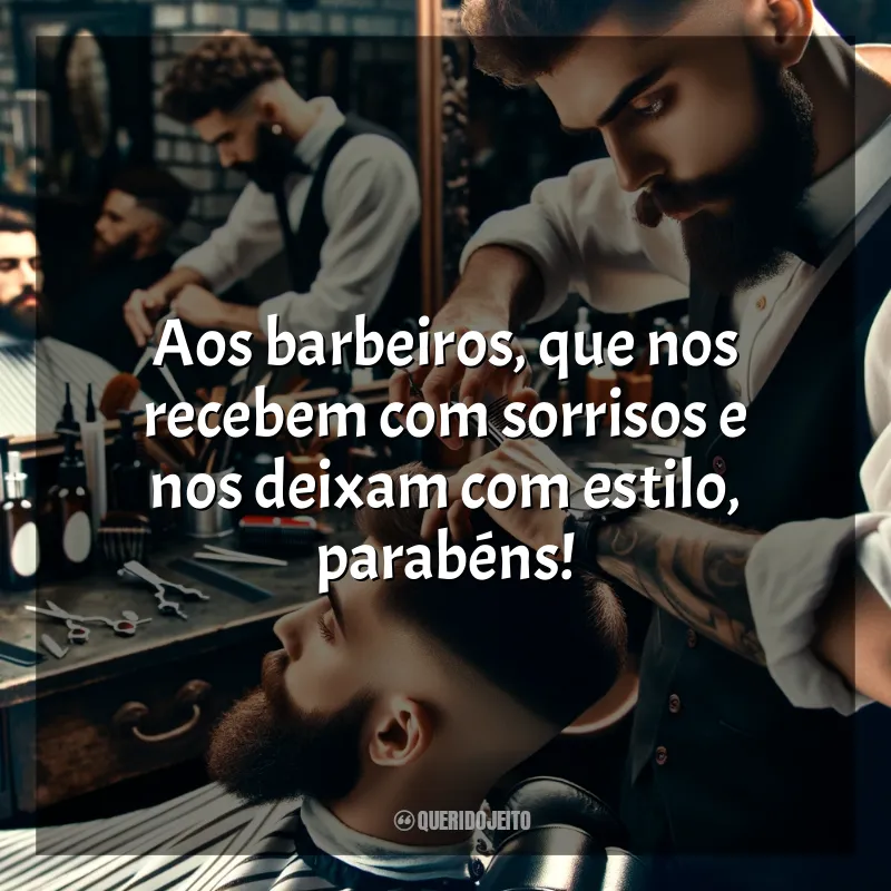Frases para o Dia do Barbeiro: Aos barbeiros, que nos recebem com sorrisos e nos deixam com estilo, parabéns!