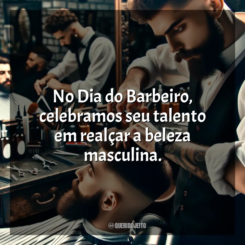 Frases Dia do Barbeiro: No Dia do Barbeiro, celebramos seu talento em realçar a beleza masculina.