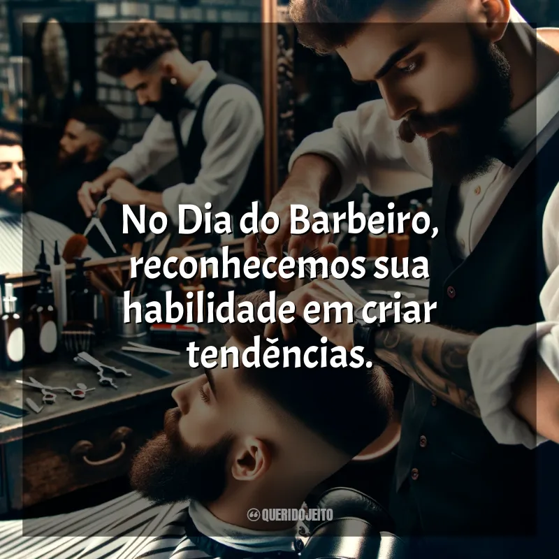 Frases Dia do Barbeiro: No Dia do Barbeiro, reconhecemos sua habilidade em criar tendências.
