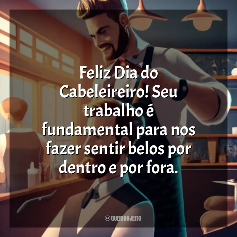 Frases para o Dia do Cabeleireiro: Feliz Dia do Cabeleireiro! Seu trabalho é fundamental para nos fazer sentir belos por dentro e por fora.