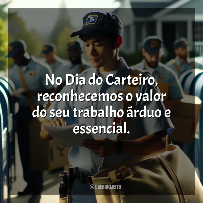 Frases para o Dia do Carteiro: No Dia do Carteiro, reconhecemos o valor do seu trabalho árduo e essencial.