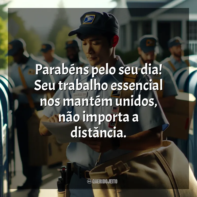 Dia do Carteiro Frases: Parabéns pelo seu dia! Seu trabalho essencial nos mantém unidos, não importa a distância.