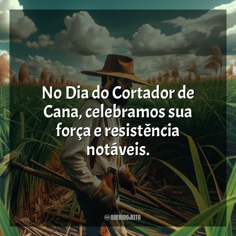 Frases para o Dia do Cortador de Cana-de-Açúcar: No Dia do Cortador de Cana, celebramos sua força e resistência notáveis.